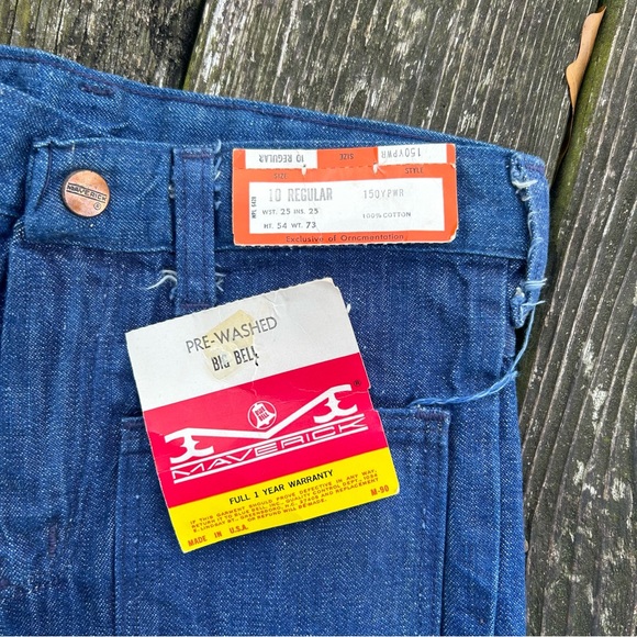 Vintage Maverick Big Bell NOS Kids Bell Bottom Patch Pocket Flare Jeans Size 10 - Picture 3 of 9